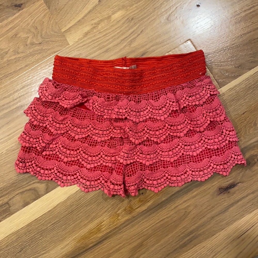 Red Woven shorts